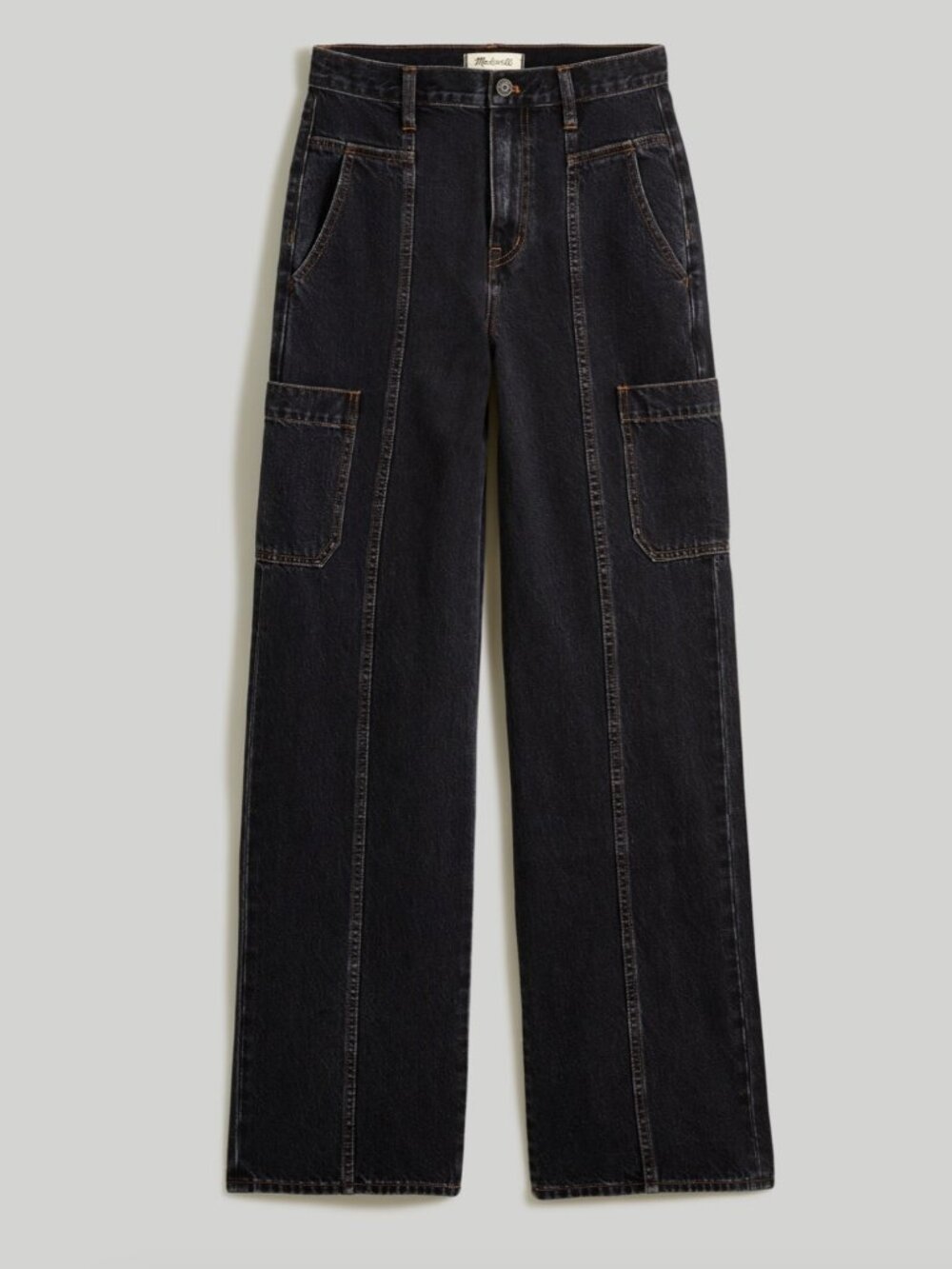Madewell Baggy Straight Cargo Jeans Black Wash Size 28 - Picture 4 of 7